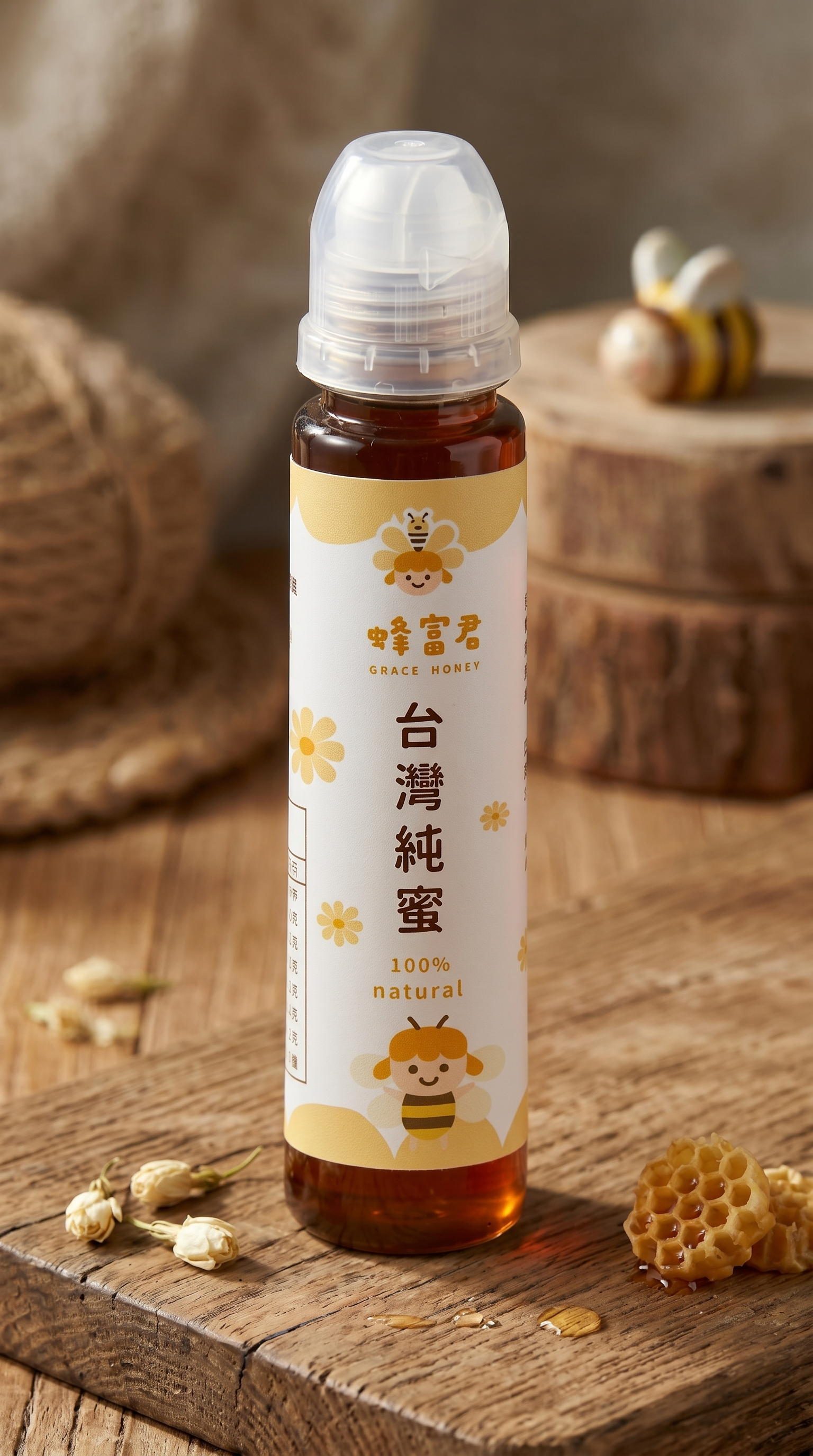 蜂富君台灣純蜜隨身擠擠瓶 - 方便攜帶120g隨身瓶與70g擠擠瓶
